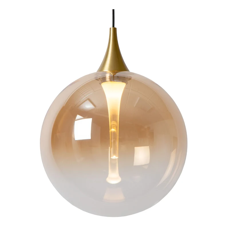 LED-Pendelleuchte Gisela 5-flammig dimmbar Glas Amber 48cm