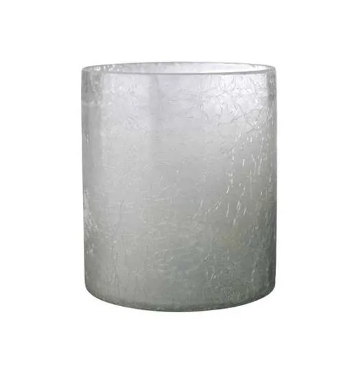 Teelichthalter aus Crush Glas groß grau – Windlicht mit Farbverlauf – Sompex 10×11 cm