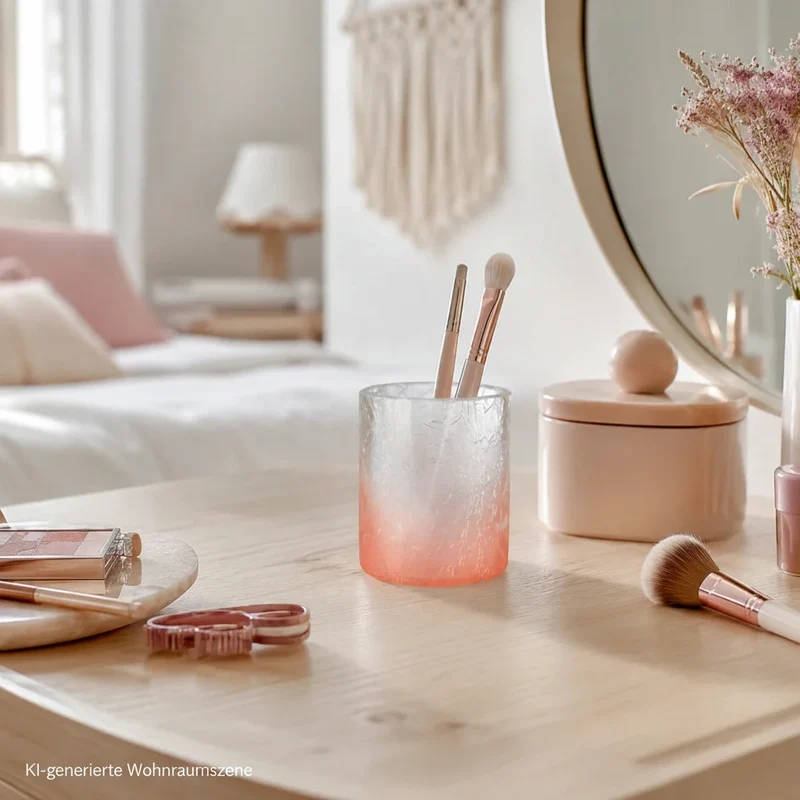 Teelichthalter Crush Glas pink – Windlicht mit Farbverlauf – Sompex