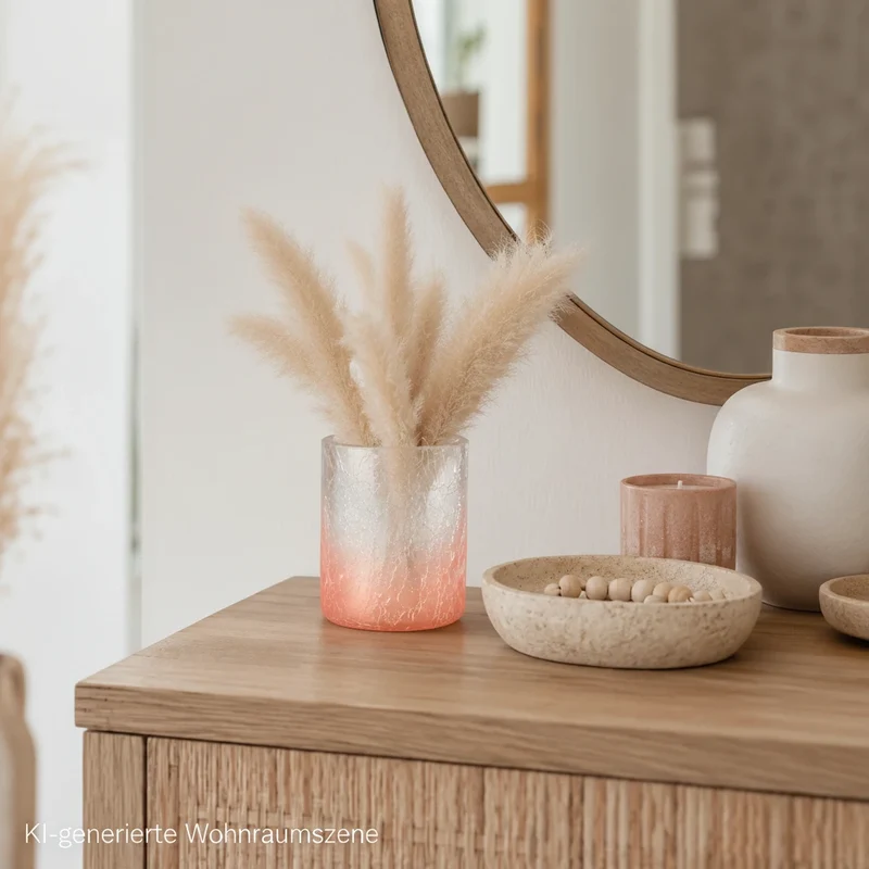 Teelichthalter Crush Glas pink – Windlicht mit Farbverlauf – Sompex