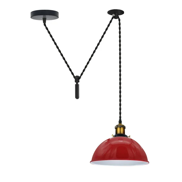 Rote Pendelleuchte Flaschenzug Design–2m Kabel~3067