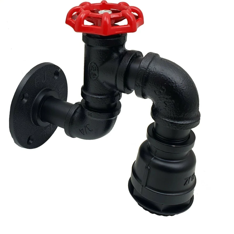 Steampunk Wandleuchte Wasserrohr schwarz – Vintage-Wandlicht~1257