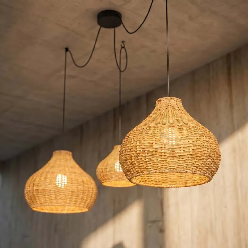 B-Ware Lucande Außenhängelampe Taniola LED Gartenlampe Rattan dimmbar beige IP44