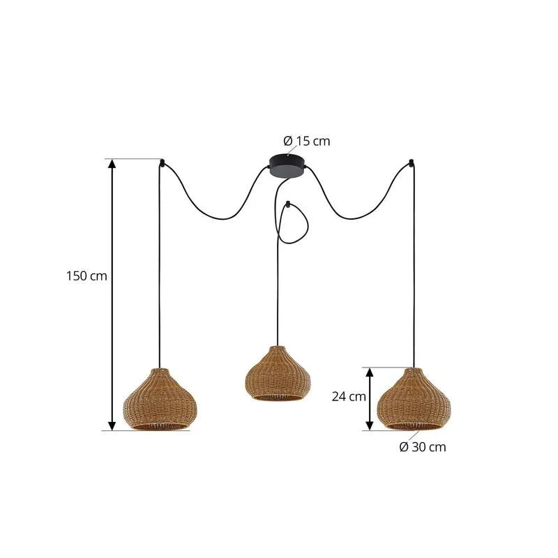 B-Ware Lucande Außenhängelampe Taniola LED Gartenlampe Rattan dimmbar beige IP44