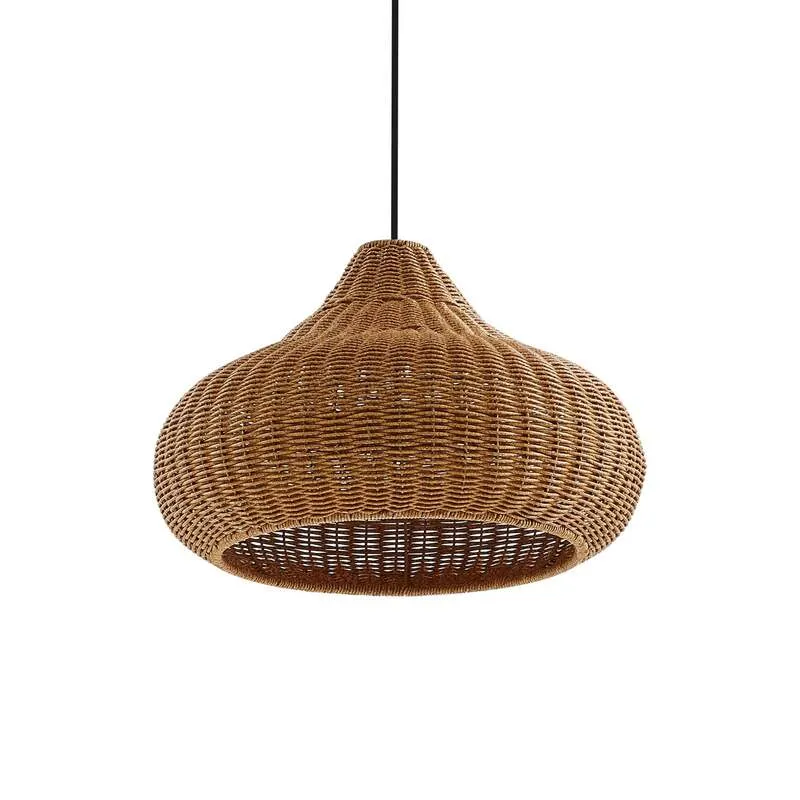 B-Ware Lucande Außenhängelampe Taniola LED Gartenlampe Rattan dimmbar beige IP44