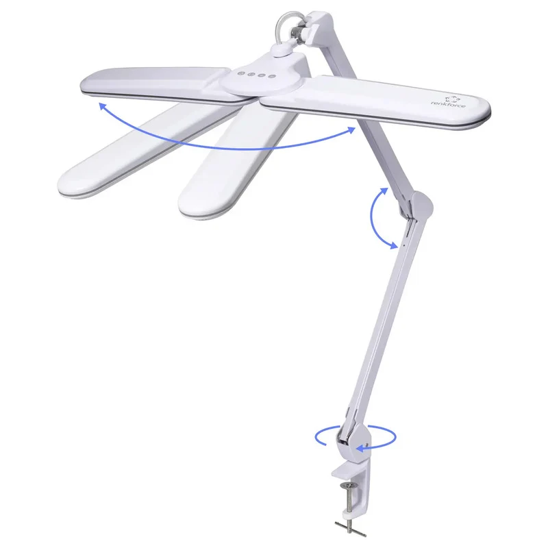 B-Ware Renkforce Klemmleuchte LED RF-7165304 dimmbar 18W warmweiß grau 850x690mm Lampe