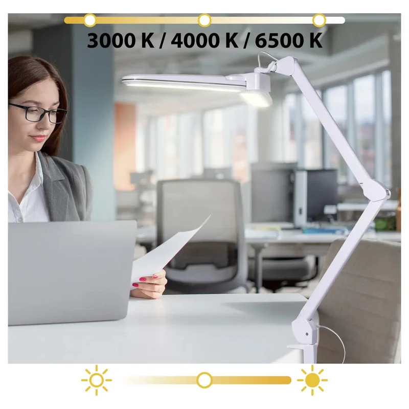 B-Ware Renkforce Klemmleuchte LED RF-7165304 dimmbar 18W warmweiß grau 850x690mm Lampe