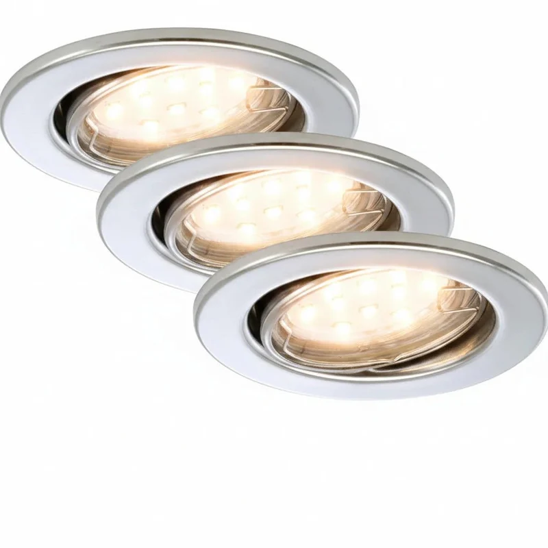 3er Set LED Einbaustrahler Chrom rund schwenkbar GU10 – 68 mm Deckeneinbau inkl. LED