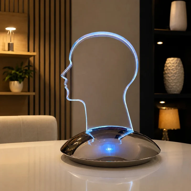Sompex Head LED-Designlampe – Kopf-Skulptur aus Acrylglas, RGB, mit Fernbedienung