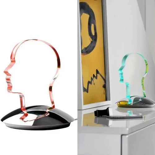 Sompex Head LED-Designlampe – Kopf-Skulptur aus Acrylglas, RGB, mit Fernbedienung