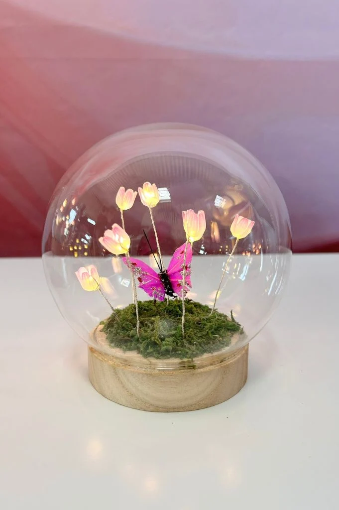 Deko Lichtkugel LED mit Schmetterling+Blumen