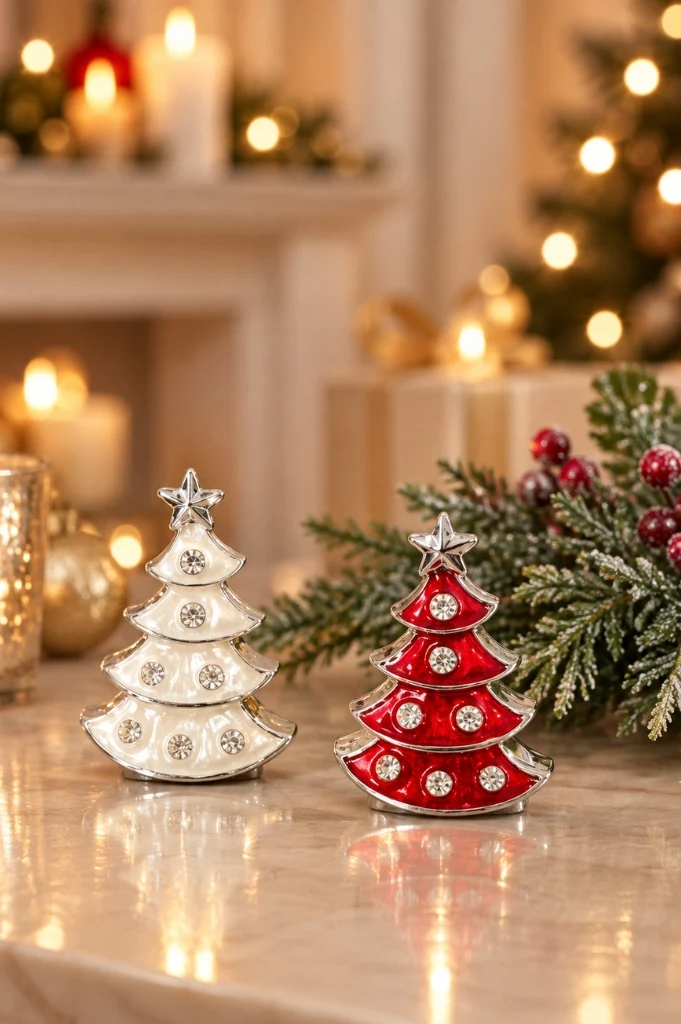 2er Set Deko Weihnachtesbaum pearl farbig sortiert