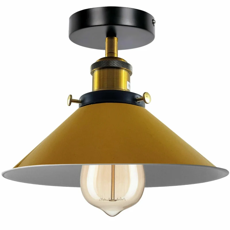 Industrial Gelb Metall Deckenleuchten E27 Deckenlampe~2987