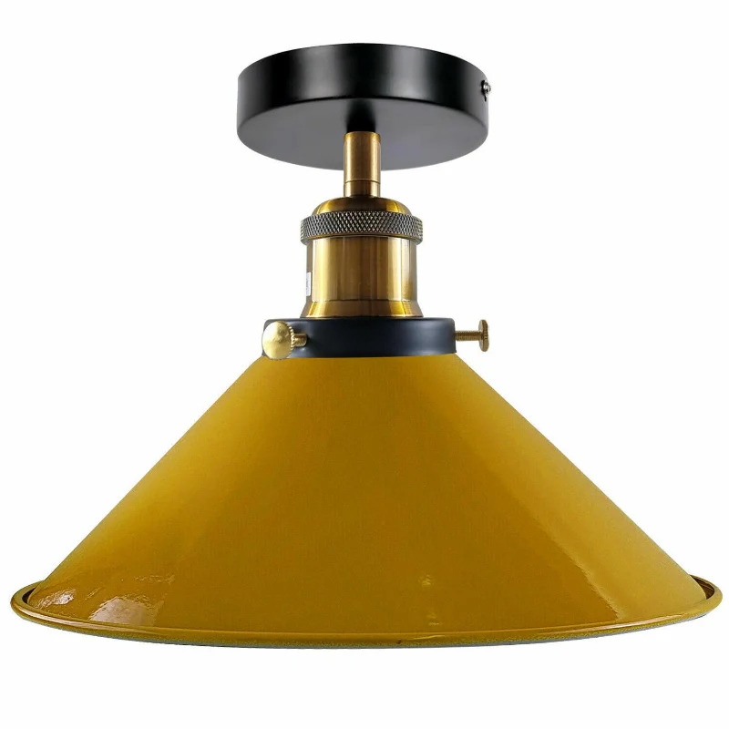Industrial Gelb Metall Deckenleuchten E27 Deckenlampe~2987