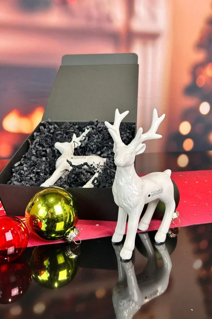 Geschenkbox Hirsch Robin creme-weiß