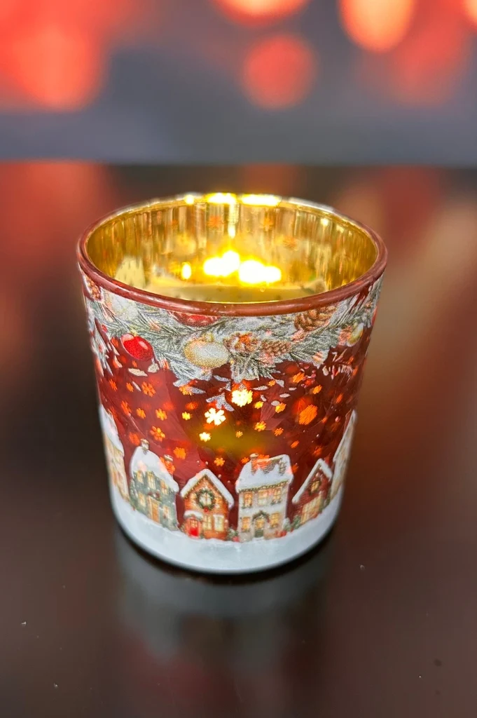 Windlicht 8cm frosty rot