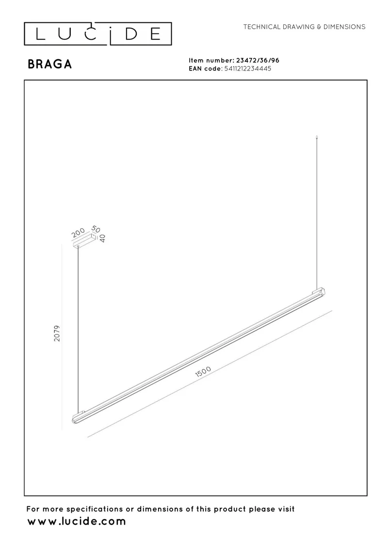 LED-Pendelleuchte Braga dimmbar CCT Gestensteuerung 150cm