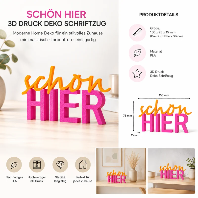 schön HIER Schriftzug Deko 3D Aufsteller