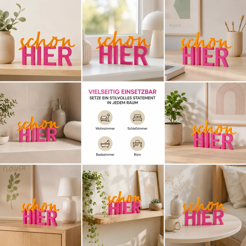 schön HIER Schriftzug Deko 3D Aufsteller