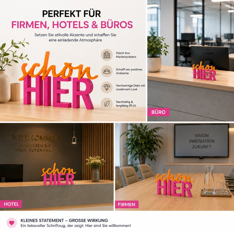 schön HIER Schriftzug Deko 3D Aufsteller