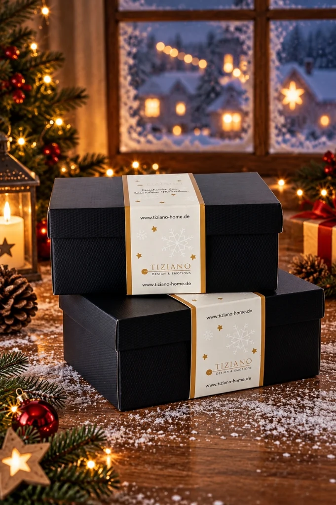 Deko Rentier Rudolph mit Geschenk rot im Geschenkkarton