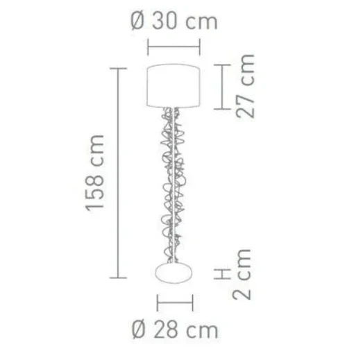 Design Stehlampe JEWEL mit LED-Leuchtdraht & Stoffschirm – Chrom/Weiß von Sompex