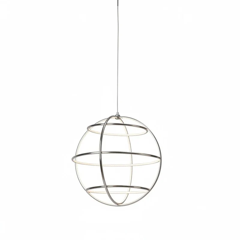 XXL Design LED Hängelampe GLOBE Ø 75 cm – Dimmbare Kugelleuchte in Silber satiniert
