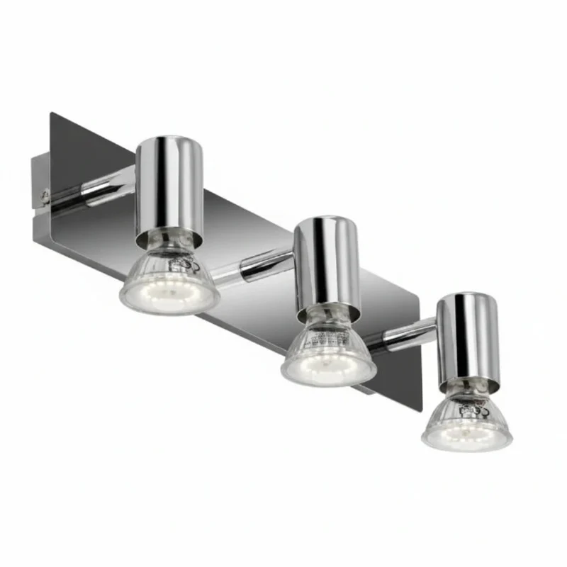 Spiegellampe Chrom 32 cm – 3-flammige LED Wandleuchte GU10 IP23 – Bad- & Bilderleuchte SPLASH