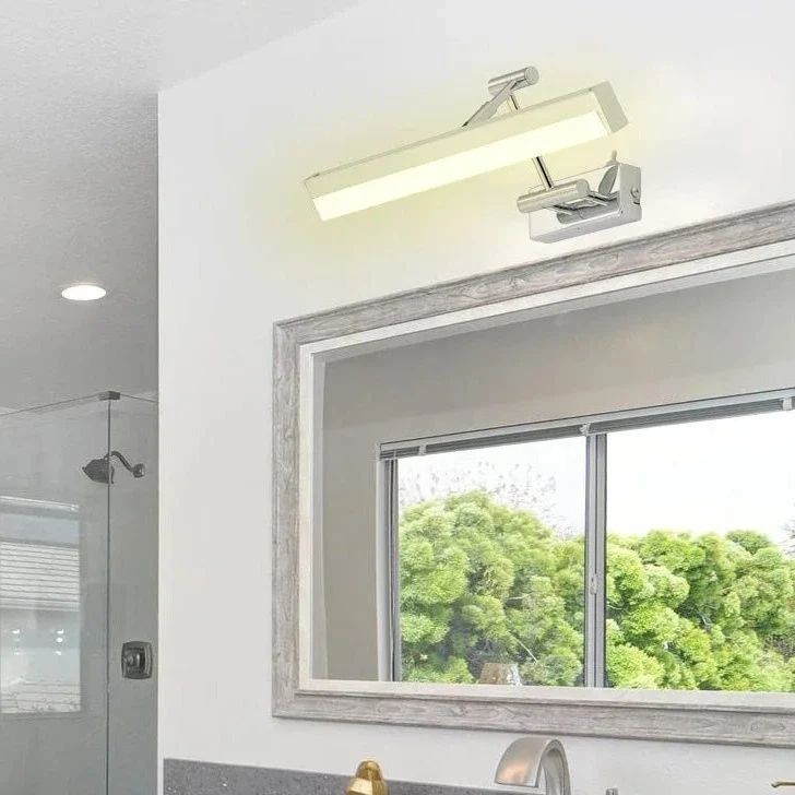 LED Bad Spiegellampe Chrom 37 cm mit Schalter – verstellbare Badezimmer-Wandleuchte IP23 – warmweiß 3000K