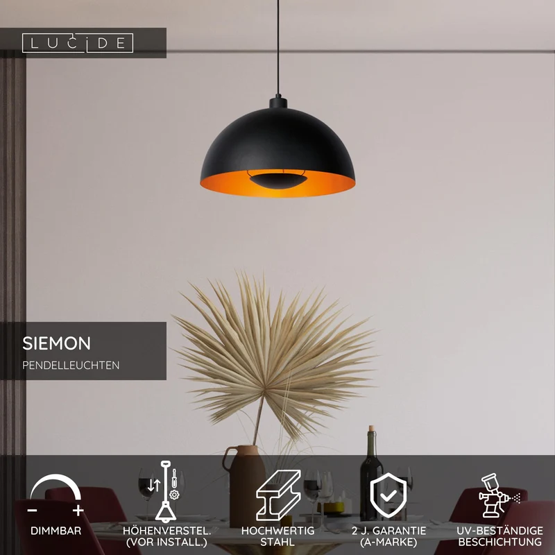 Pendelleuchte Siemon halbrund Ø 40cm höhenverstellbar dimmbar