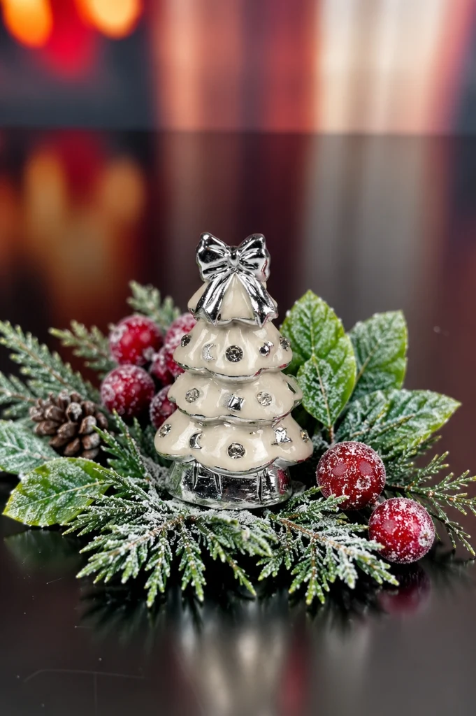 3er Set Deko Baum 7cm pearl farbig sortiert