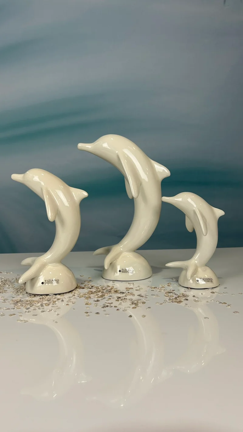Deko Delfin Sandy creme-weiß