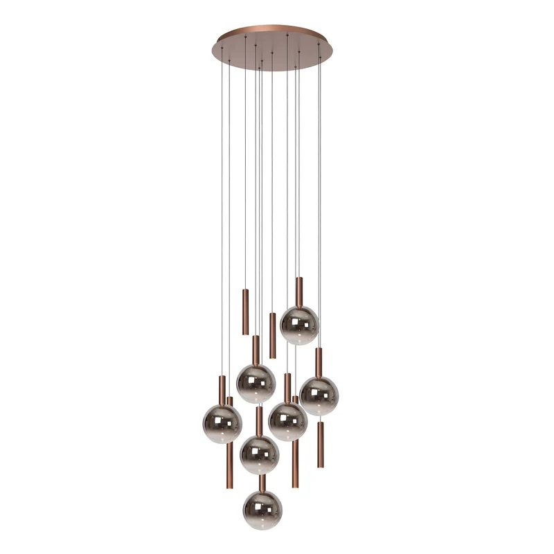 LED-Pendelleuchte Jasmine 12-flammig dimmbar CCT Glas Kupfer 75cm