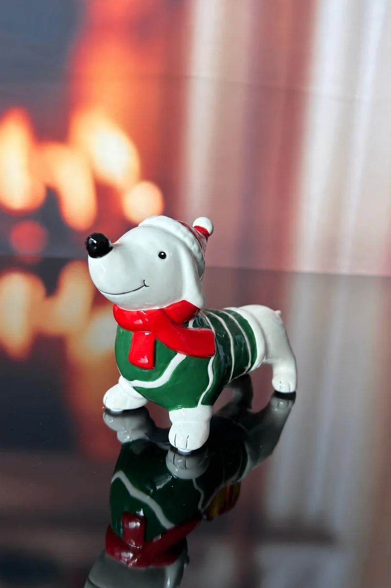 2er Set Deko Hund Rolf mit grünem Pulli