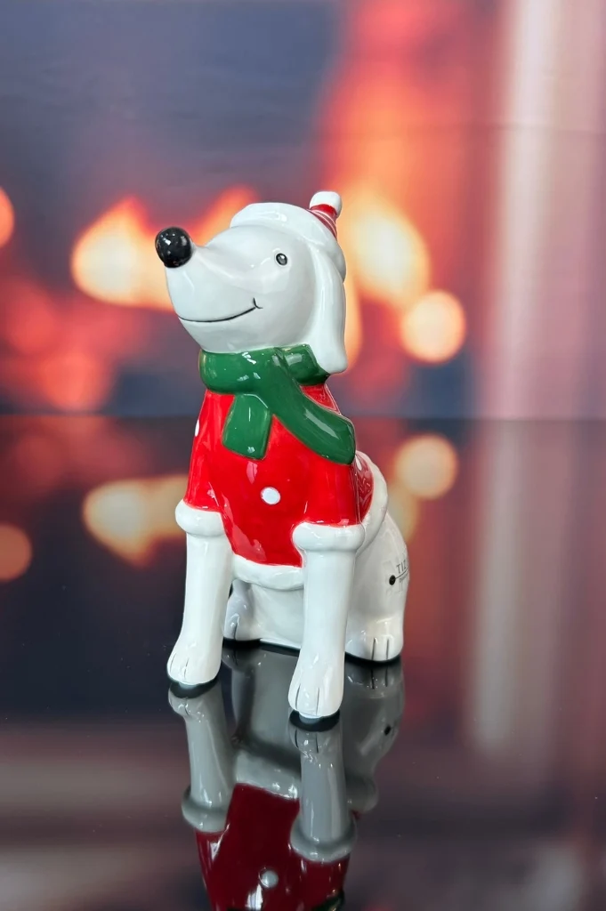 2er Set Deko Hund Rolf mit rotem Pulli