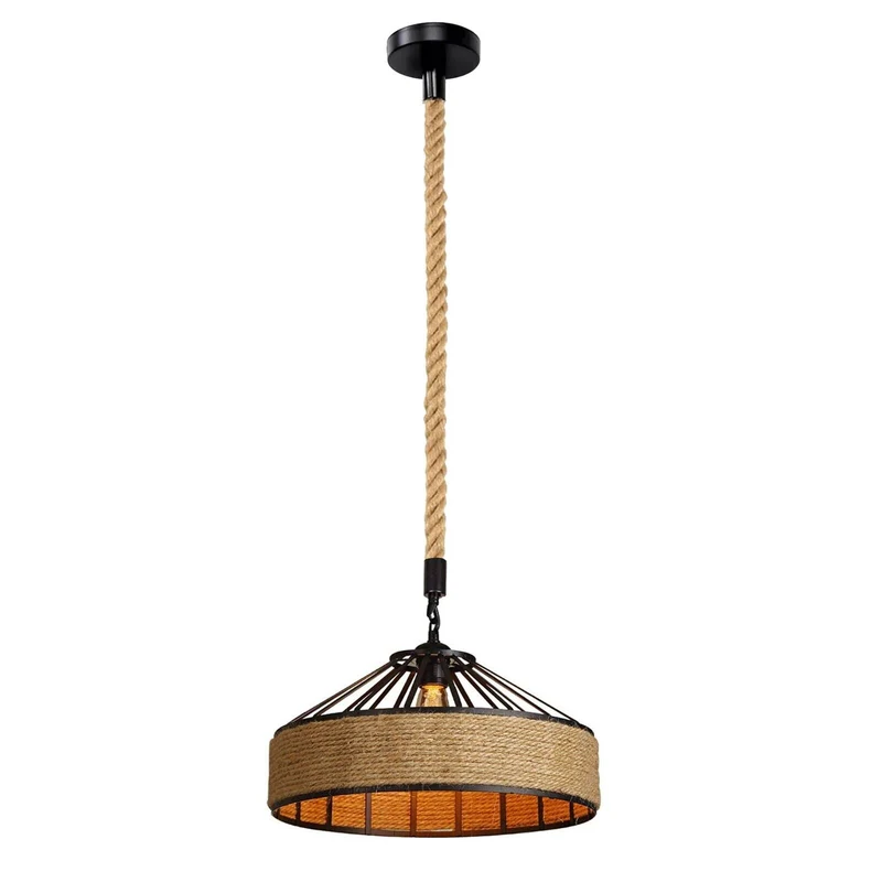Lustre Plafonnier Suspension corde chanvre Rétro Lampe pour Restaurant