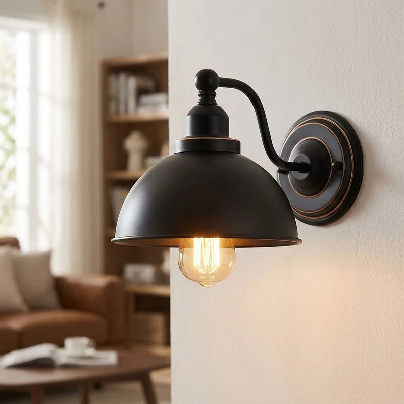 Vintage Farmhouse Wandleuchte – Industrie Wandlampe Bett | Ø 21cm | E27 ~3822
