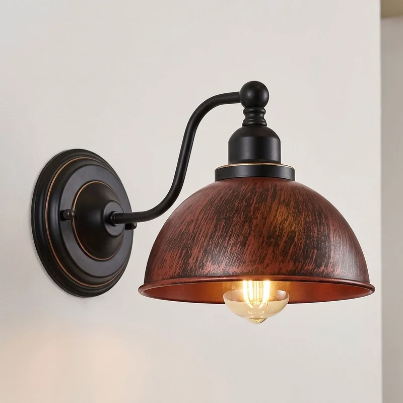 Vintage Farmhouse Wandleuchte – Industrie Wandlampe Bett | Ø 21cm | E27 ~3822
