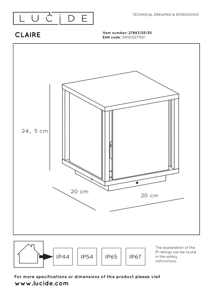 Wegeleuchte Claire IP54 mit Glasschirm Anthrazit