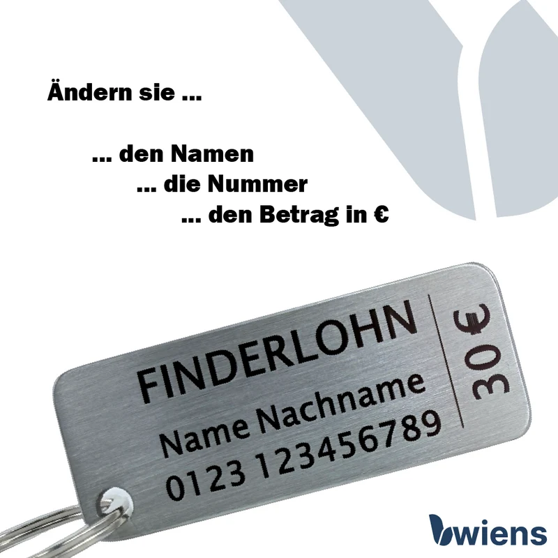 Schlüsselanhänger Finderlohn Personalisierbar