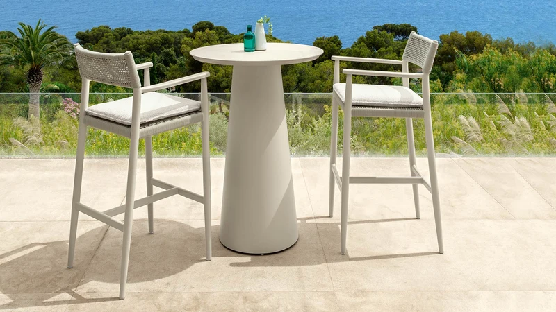 Set de bar Dolcevita Alu: table + 2 tabourets