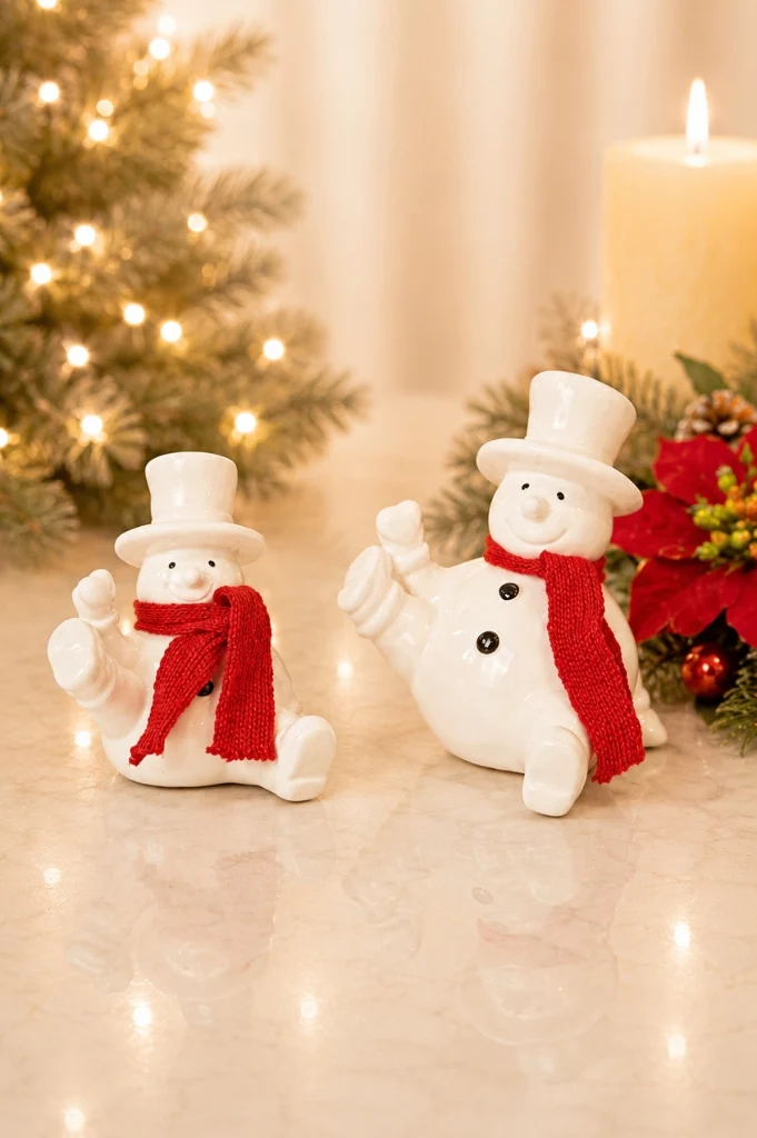 Deko Schneemann Carlo mit Herz in Geschenkbox