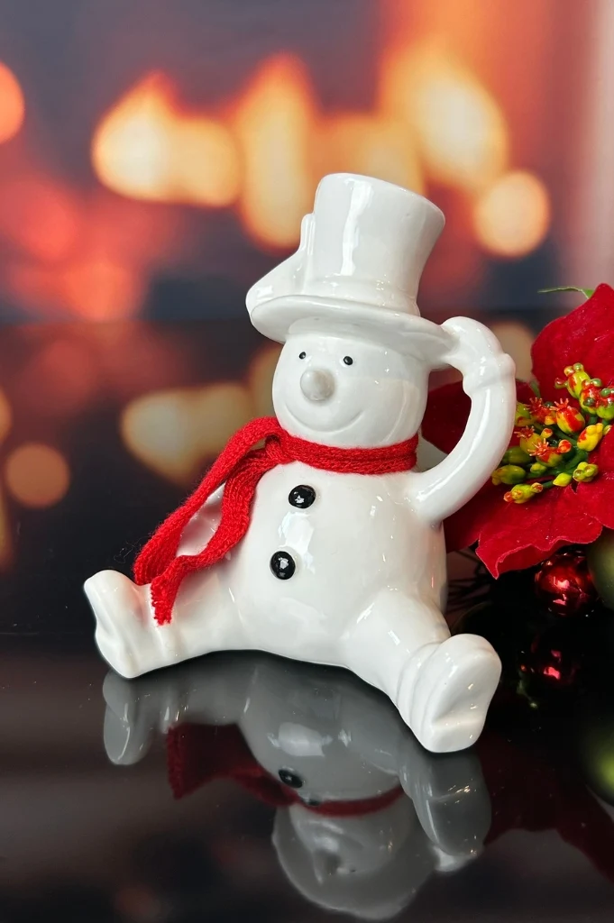 Deko Schneemann Carlo Hand an Hut in Geschenkbox