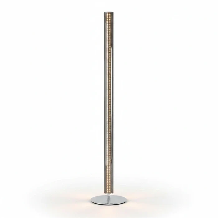 Design LED Stab Stehlampe Sunny Glas grau Chrom dimmbar