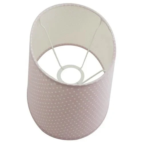 Lampenschirm rosa weiß gepunktet oval E27 Tischlampe Stoff
