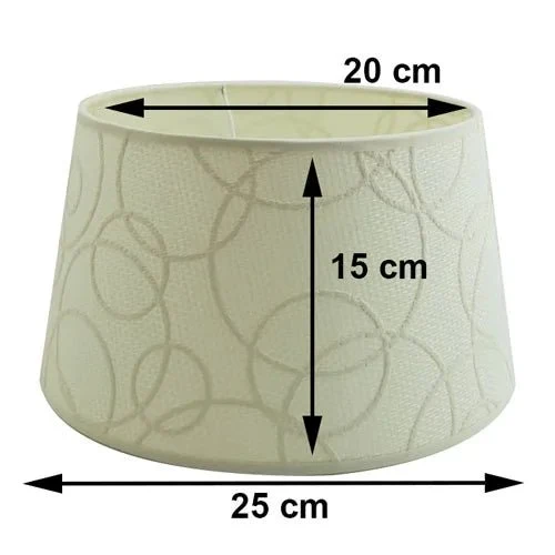 Lampenschirm rund Stoff creme mit Muster 25 cm E27