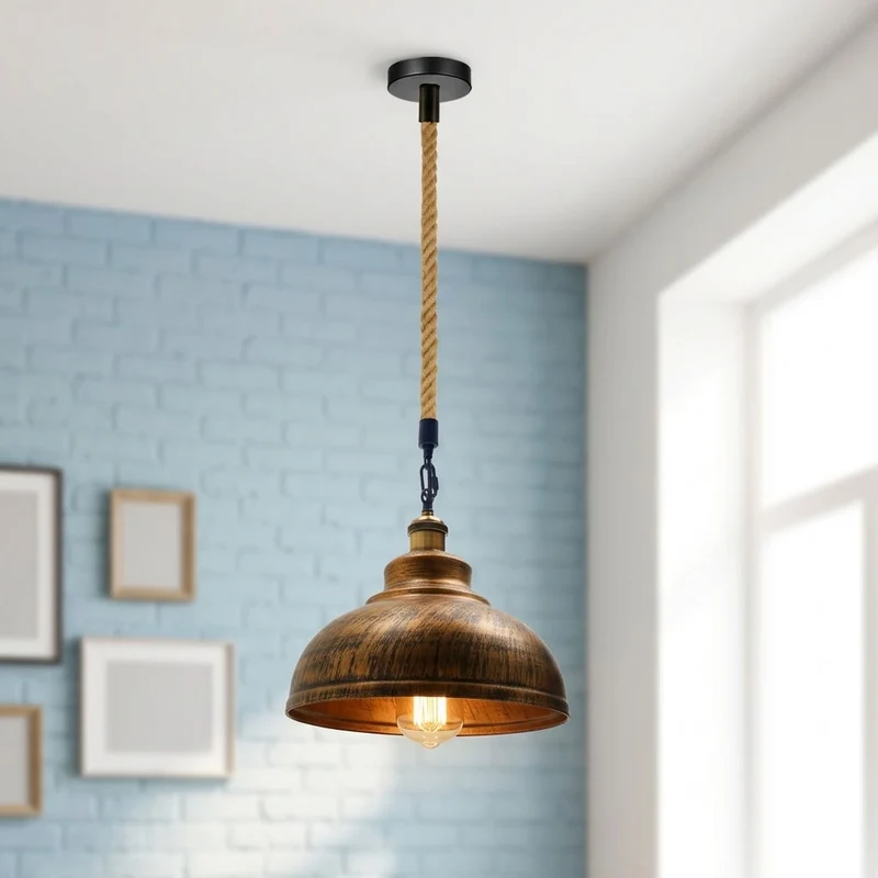 Gutsherrenlampe Seil – Industrie Vintage Pendelleuchte Kücheninsel | Ø 29cm | E27 ~3028