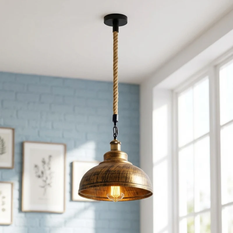 Gutsherrenlampe Seil – Industrie Vintage Pendelleuchte Kücheninsel | Ø 29cm | E27 ~3028