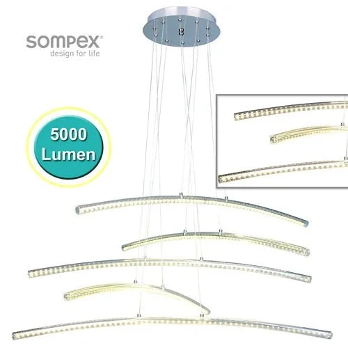 Stripe 72W LED Pendelleuchte Chrom Balkenleuchte Acryl 5x Stäbe