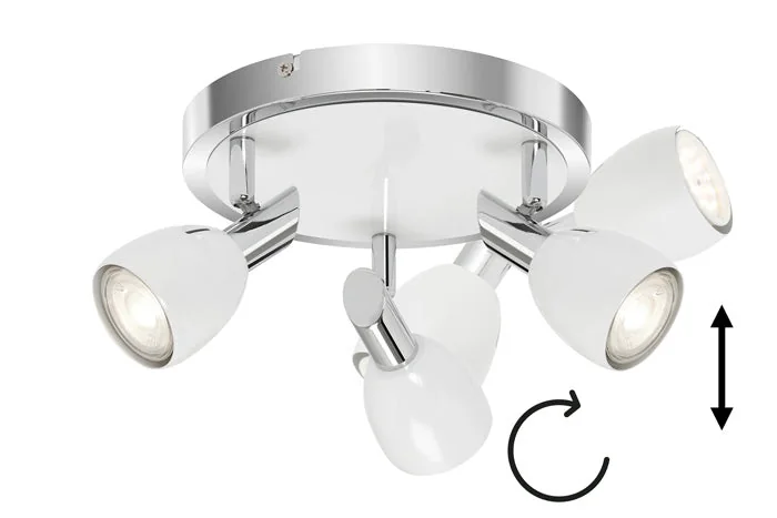 Deckenstrahler LED 3-flammig weiß / Chrom – COMBI – inkl. GU10 LED – schwenkbar